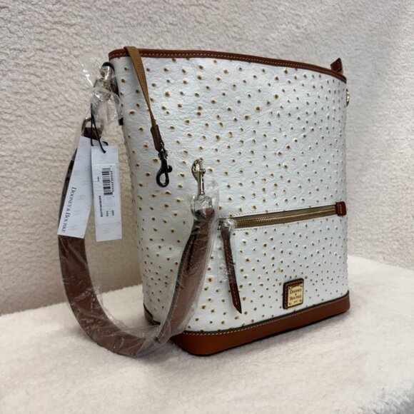 DOONEY & BOURKE Hobo Handbag in Bone Italian Leather Ostrich NEW - Picture 4 of 12